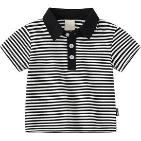 Toddler Baby Boy Polo T Shirt Classic Lapel Collar Button Striped Blouse Tops Kids Short Sleeve Baseball Golf Tees