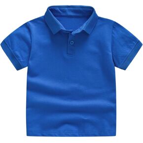 Boys Classic Plain Polo Shirt Short Sleeve Half Button Down T-Shirt Top Soft Bassic Blouse Toddler School Uniform Tee