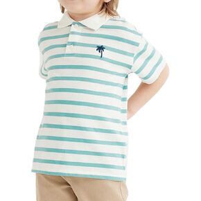 Toddler Kids Striped Polo Shirt Short Sleeve Girls Boys Golf Tennis Tee Tops Laper Half Button Down Soccer Shirts