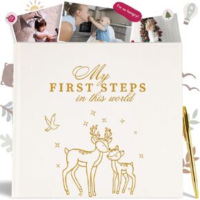 Book OnlyBP® Baby Memory Book - Book Book Book من الحمل إلى 5 سنوات - 60 صفحة للصور والمعالم والسنوات الأولى - يشمل القلم والملصقات - دش الطفل المثالي للآباء الجدد