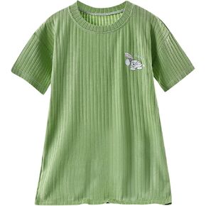 Toddler Baby 𝗡ightgown Boys Girls Footie 𝗣ajamas Kids Summer Nightdress Infant Thin Short Sleeved Bunny Print Dress