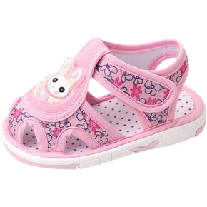 Kids Sandals with Strap Summer Children Infant Walking Shoes Girls Sandals Flat Sole Non Size 3 (Pink, 7 Toddler)