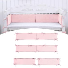 Baby Padded Cushioned Liners Crib Anticollision Pads, 4 Insides Breathable Cushioned Pads for Boys Girls (YY-White)