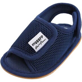 Flat Baby Boys Non-Slip Soft Sole Shoes Rubber Girls Sandals Walking Shoes Mesh Baby Shoes Toddler Girl Flip Flops (Navy, 12-12M)