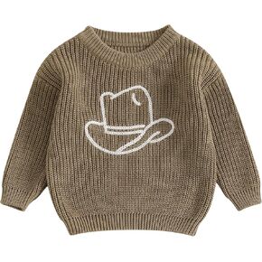 Toddler Baby Girl Boy Knit Sweater Embroidery Long Sleeve Pullover Sweatshirt Fall Winter Clothes 0-5T