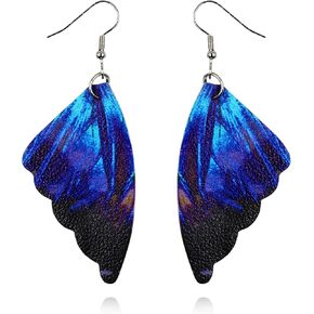 RCHENGYANUIMA Boho Faux Leather Butterfly Wing Statement Dangle Earrings for Women Girls Summer Beach Jewelry