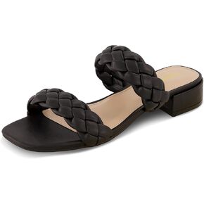 CUSHIONAIRE Women's Nan two band braided low block heel slide sandal +Memory Foam and Wide Widths Available, Latte 8 in Kuwait