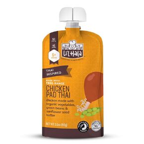 Li’l Hala Chicken Pad Thai – Baby or Toddler Food Pouch (6+ Months) – Free-Range Chicken & Organic Vegetables – No Added Hormones – 3.5 oz - Pack of 12 Pouches