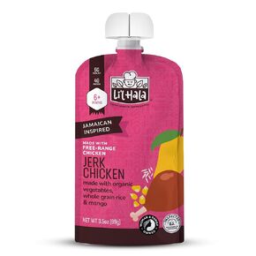 Li'l Hala jamaican jarkan chicken-baby or organic or toddler bace (6+ أشهر)-الدجاج والخضروات العضوية المجانية-لا توجد هرمونات مضافة-3.5 أوقية-حزمة من 12 حقيبة