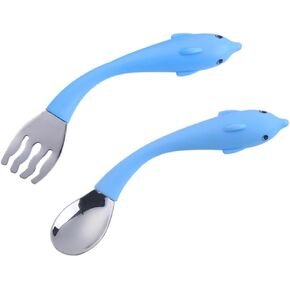 1 Set Stainless Steel Dining Training Tableware Set with Cartoon Handle for Durable and Feeding Utensils for Independent Eating