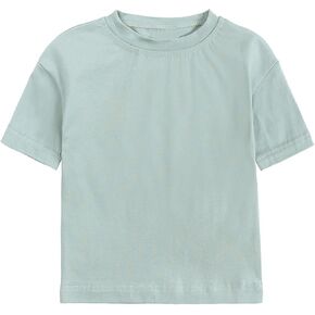 Babies, Toddlers, and Girls' Solid Short-Sleeve Tee Shirts Clothes Crewneck Cotton Shirts Casual Summer Spring Clothes Green