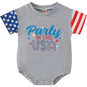 Thermal Underwear Infant Boys Girls Short Sleeve Independence Day 4th of July Pullover Baby Clothes Boys 3-6