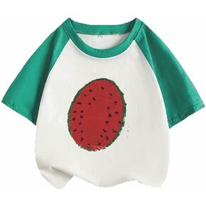 Babies, Toddlers, and Girls' Short-Sleeve Tee Shirts Clothes Cotton Pullover Tops Shirts Fashion Summer Spring Outfits Green