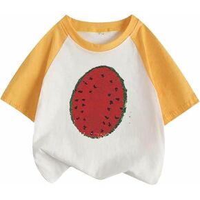 Babies, Toddlers, and Girls' Short-Sleeve Tee Shirts Clothes Cotton Pullover Tops Shirts Fashion Summer Spring Outfits Yellow