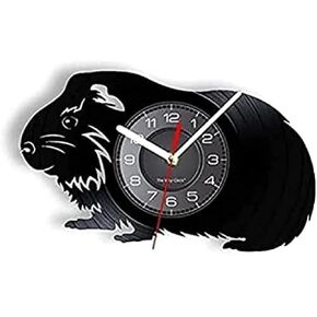 Round Wall Clock Guinea Pig Hamster Piggie Pet Nursery Shadow Laser Etched Art Wall Clock Animal Lovers Decorative Gift