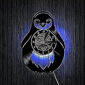 Round Wall Clock Sound Baby Penguin Handmade Clocks Bedroom Clock Home Wall Clock Decorative Gift