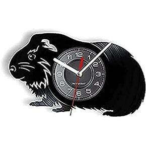 Round Wall Clock Guinea Pig Funny Hamster Piggy Pet Nursery Shadow Laser Etched Art Wall Clock Animal Lover Clock Decorative Gift