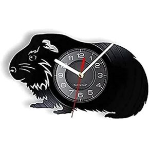 Round Wall Clock Guinea Pig Hamster Piggie Pet Nursery Shadow Laser Etched Art Wall Clock Animal Lovers Decorative Gift