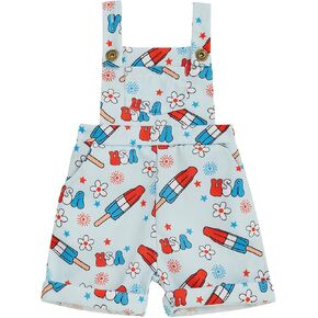 MAINESAKA 4th Of July Baby Overalls Toddler Girl Boy Jumpsuit Shorts Sleeveless American Flag Suspender Romper Shortalls