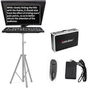 Desview 22 inch Big Teleprompter PC Computer Laptop Large Prompter Support Word TXT PDF for DSLR Professional Cameras Video Recording News Live Interview, with Wireless Remote Control and Foot Control