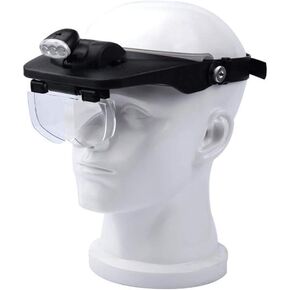 Dental Magnifiers, Magnifying Glass Headband Replaceable Lens HD Old Man Reading Watch Repair with LED Light Magnifier Mounted on Head