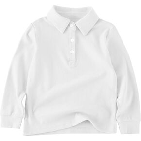 Toddler School Uniform Shirt Kids Girls Boys Solid Collar Button Down Pique Polo Shirts Baby Athletic Cotton Long Sleeve Tops