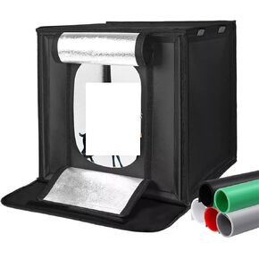 Photo Light Studio Soft Boxes Portable Foldable Dimmable Photography Table Shooting Tents Kit with 3Pcs Background Board(65x65cm)