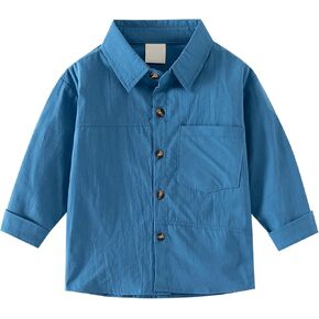 Toddler Boys Solid Classic Polo Shirt Lapel Collared Button Down Golf Tennis Tee Top Kids School Uniform with Pocket