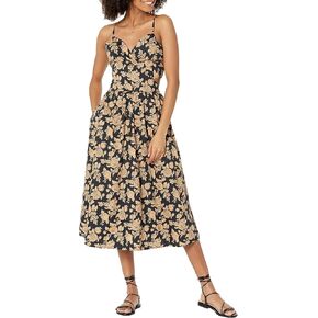 The Drop Women's Makenna Strappy Cross Front Smocked Back Midi Dress, Praline Floral, M in Saudi Arabia