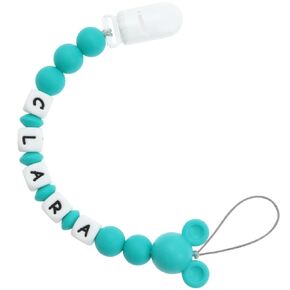 Personalized Stroller Clip with Name, Customizable Stroller Clip Personalized Name - Mouse (Turquoise)