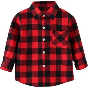 Toddler Boy Clothes Plaid Long Sleeve Button Down Shirt with Pocket Fall Winter Loose Fit Warm Jacket Coats Clothes
