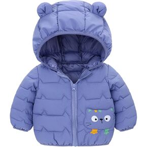 Toddler Girls Winter Jacket Cartoon Tiger Printed Coat Bear Ears Hooded Coats Infant Light Cute Baby Winter