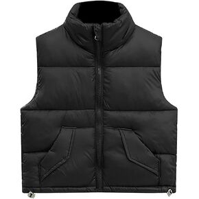 ToddlBy Toddler Baby Girls Boys Cropped Puffer Vests Jacket Waistcoat Winter Down Coat Kids (Black, 4-5 Years) g81