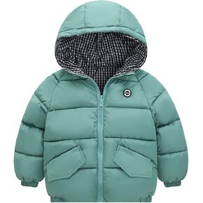 Toddler Kids Baby Boys Girls Winter Warm Down Jacket Outerwear Plaid Coats Hooded Padded Outwear for 1~5T