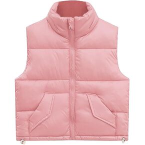 ToddlBy Toddler Baby Girls Boys Cropped Puffer Vests Jacket Waistcoat Winter Down Coat Kids (Pink, 3-4 Years) g85