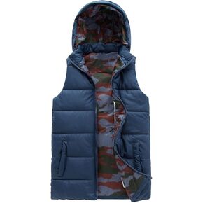 Girl's and Boy's Hooded Warm Puffer Vest Outerwear Soft Flannel Lined Insulation Waistcoat Fashion Full Zipper Jacket