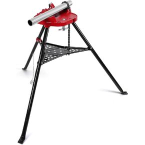 Tripod Pipe Chain Vise Stand, 1/8" -6" Capacity, Long-lasting Pipe Stand with Foldable Steel Legs for Pipe Cutting & Bending & Threading, for Pipefitters, Plumbers