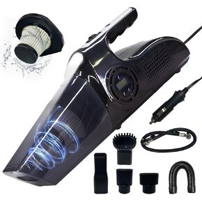 Handheld Tire Inflator, Portable Car Vacuum Cleaner, Air Compressor with Digital Pressure Gauge, Suitable for Cars, Motorcycles, Bicycles, Balls