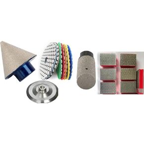 Diamond Beveling Chamfer Bit 3/16" to 1-1/2" and 1" Milling Bit and 6 Diamond Hand Polishing Pad Resin Sanding Disc for Ceramic Porcelain Marble Granite Hole Cut Enlarge Polish Refinishing