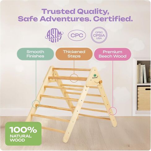 Fun Forest Pikler Triangle | Real Beech Wood Montessori Ladder | Foldable Montessori Climbing Set for Toddler | Climbing Toys Indoor | Climbing Toys for Toddlers 1-3 Inside (Medium) in Saudi Arabia