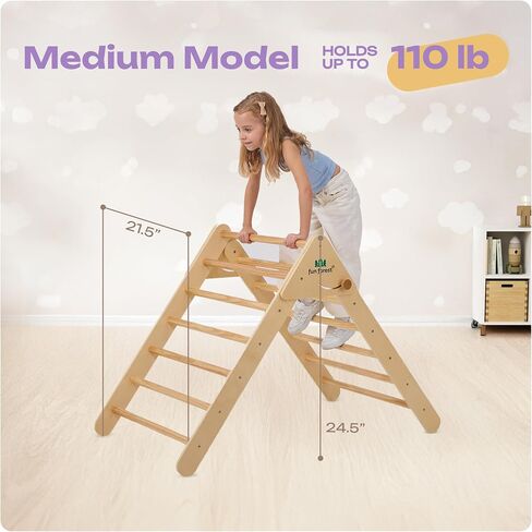 Fun Forest Pikler Triangle | Real Beech Wood Montessori Ladder | Foldable Montessori Climbing Set for Toddler | Climbing Toys Indoor | Climbing Toys for Toddlers 1-3 Inside (Medium) in Saudi Arabia