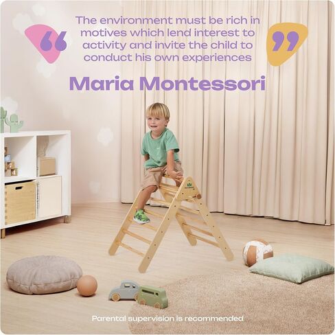 Fun Forest Pikler Triangle | Real Beech Wood Montessori Ladder | Foldable Montessori Climbing Set for Toddler | Climbing Toys Indoor | Climbing Toys for Toddlers 1-3 Inside (Medium) in Saudi Arabia