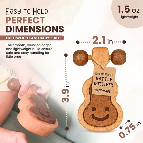 عربات Hippotoys يدويًا خشبيًا خشبيًا ، لعبة Beaby Baby Conthing - حشرجة الطفل الممتازة لمدة 6-12 شهرًا مع الخشب الطبيعي بنسبة 100 ٪ - حشرجة الموت التفاعلية Montessori للتنمية الحسية - هدية مثالية للحديدين الجدد in Kuwait