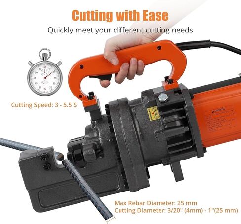 Electric Hydraulic Rebar Cutter 1700W 110V Cutting up to 1Inch #8 4-25mm Rebar Steel with Blades Cutting Speed 5S Heavy Duty Concrete Construction Tools 1700W RC-25 in Kuwait
