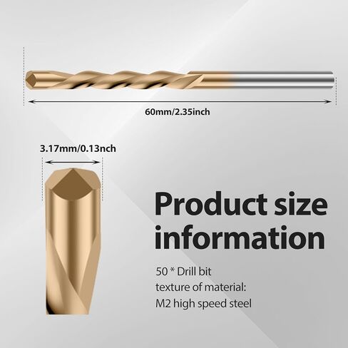 50PCS Drywall Bits, 1/8 Inch Spiral Saw Tip Bit Set, Guide Point Cutting Router Bits for Drywall Wood Woodworking Use (50PCS Gold) in Kuwait