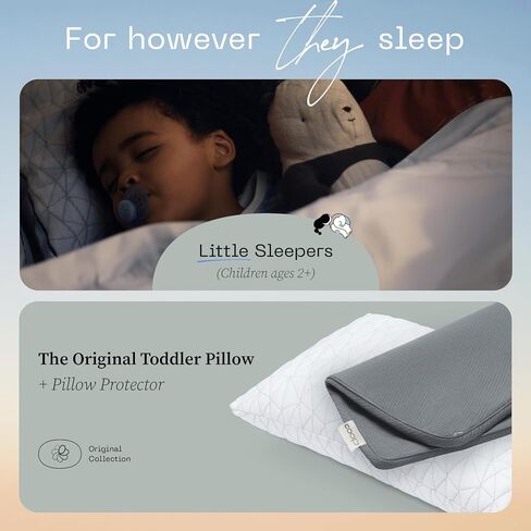 Coop Home Goods Original Adjustable Toddler Pillow and Ultra-Tech Waterproof Protector White Bundle, Breathable Mini Pillow for Kids with Adjustable Support and Premium Memory Foam in Saudi Arabia