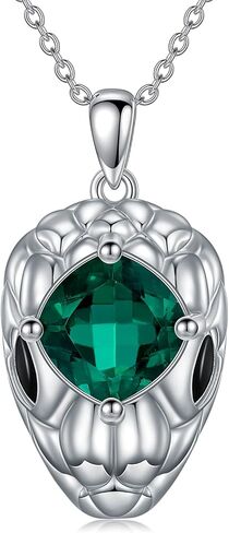 Gnteey Laboratory Grown Emerald Necklace 925 Sterling Silver 9x6 mm Oval Emerald Owl Pendant Necklace for Women in Saudi Arabia
