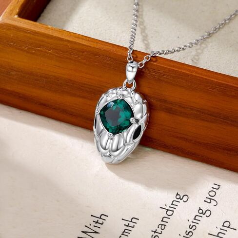 Gnteey Laboratory Grown Emerald Necklace 925 Sterling Silver 9x6 mm Oval Emerald Owl Pendant Necklace for Women in Saudi Arabia