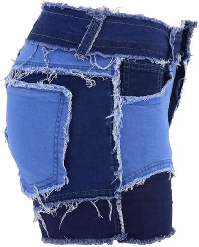 Jeke-DG Womens Mid Rise Respressy الجينز الجينز بلوك ساق الساق الخام دنيم شورتات خام متوترة in Kuwait