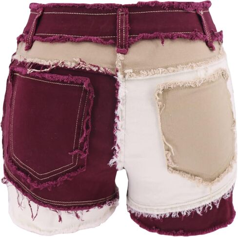 Jeke-DG Womens Mid Rise Respressy الجينز الجينز بلوك ساق الساق الخام دنيم شورتات خام متوترة in Kuwait